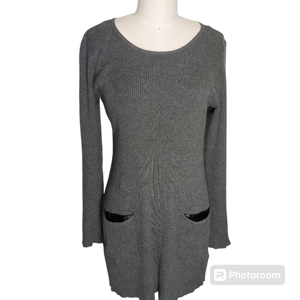 Dark Gray AGB Long Sleeve Sweater Dress